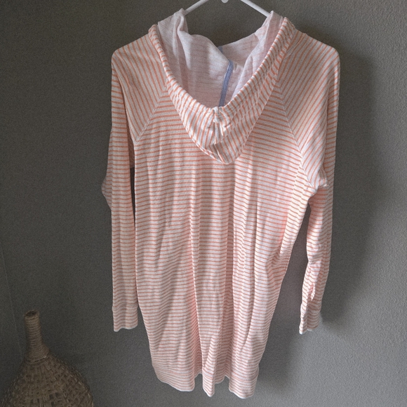 Southern Tide S Striped Orange Hooded Long Sleeve Mini Dress Cotton Spring Beach - Picture 8 of 14